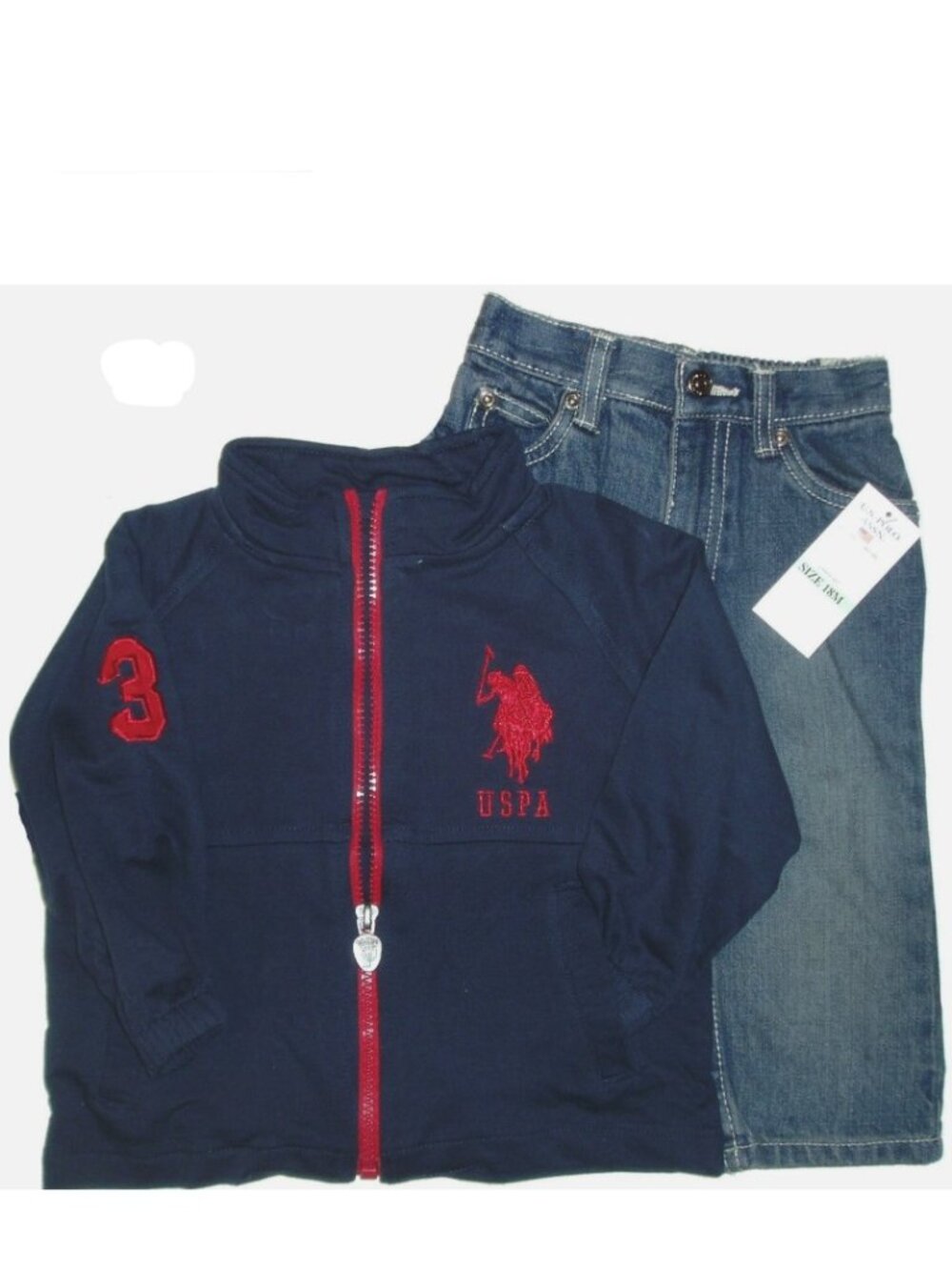 Boys US Polo Assn 2 pc Outfit Jacket Pants Set Jeans Long Trousers